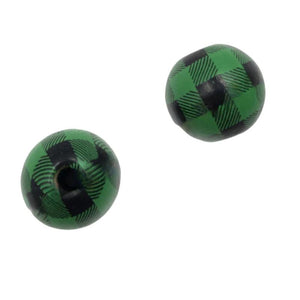 100 Round Wood Beads Decorative Waterproof Plaid Natural Kids