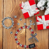 100 Round Wood Beads Decorative Waterproof Plaid Natural Kids