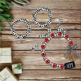 100 Round Wood Beads Decorative Waterproof Plaid Natural Kids