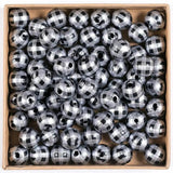 100 Round Wood Beads Decorative Waterproof Plaid Natural Kids