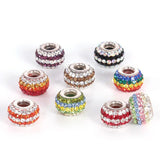 5pcs Mixed Colors CZ Crystal Rhinestone Charms Silver Core Beads 12.5x8.5mm