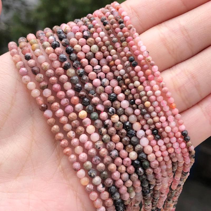 2 3mm Natural Rhodonite Stone Round Spacer Beads for Jewelry Making