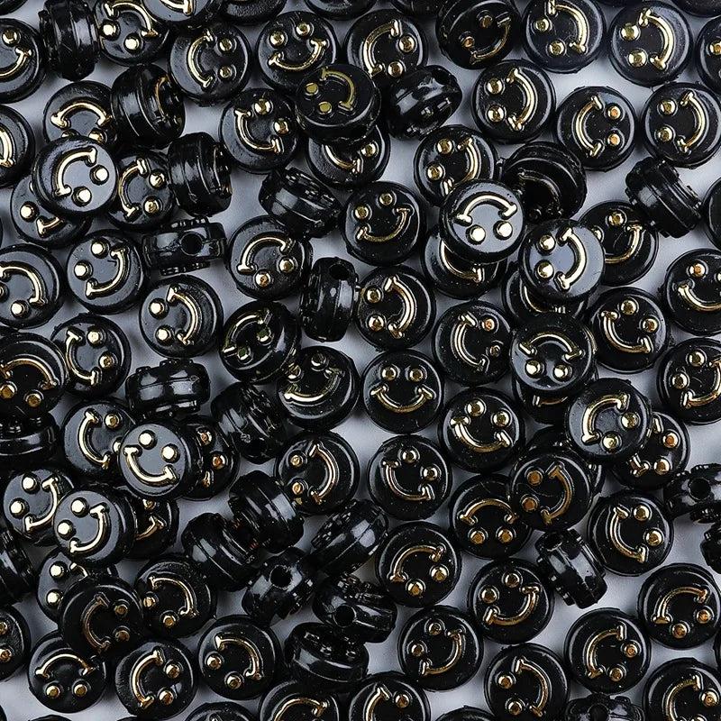 50pcs Smile Face Letter Acrylic Spacer Beads for DIY Jewelry Making