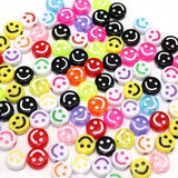 50pcs Colorful Plastic Alphabet Bead Smiley Face Letters Bracelet DIY Beads