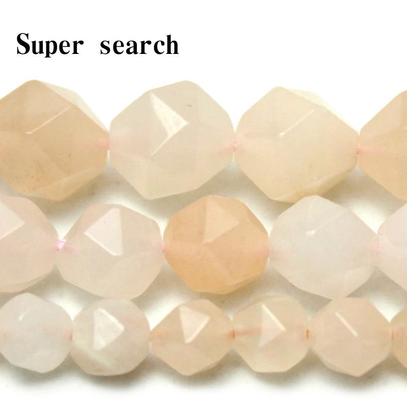 Light Pink Aventurine Faceted Beads 4-12mm for DIY Jewelry