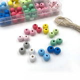 120Pcs Colored Wooden Beads Jewelry DIY Bracelet Necklace Accesso