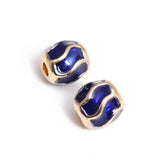 5pcs Cloisonne Handcraft Metal Beads 7mm Alloy Drop Oil Wave Spa
