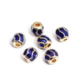 5pcs Cloisonne Handcraft Metal Beads 7mm Alloy Drop Oil Wave Spa