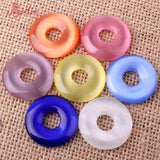 25mm Smooth Round Ring Donut Shape Cat Eye Gem Stone Beads Pendant 1 Pcs