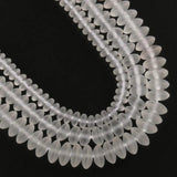 Natural Stone Matte Crystal Quartz Rondelle Spacer Beads 15''
