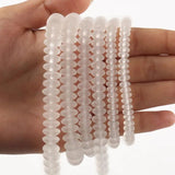 Natural Stone Matte Crystal Quartz Rondelle Spacer Beads 15''