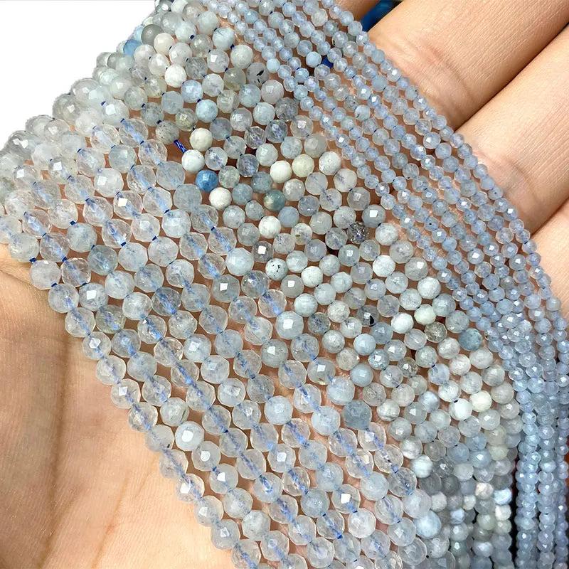 Faceted Light Aquamarine Round Gem Beads 2MM 3MM 4MM