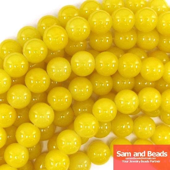 10mm Yellow Round Glass Loose Beads for Jewelry Making