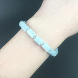 Faceted Aquamarine Stone Beads Cylinder 7.5''