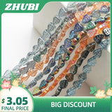 30Pcs Glass Petal Beads 8x10mm Leaf Shape Crafts DIY Crystal Pendant