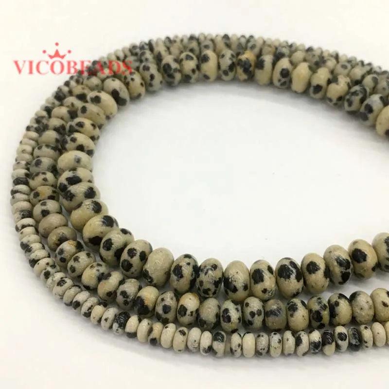 Natural Stone Dalmation Jasper Spacer Beads for DIY Jewelry