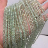 Faceted Round Prehnite Stone Loose Beads 3mm