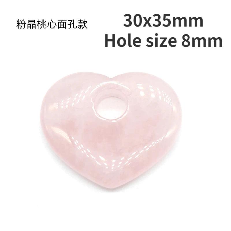 Rose Quartz Heart Pendant Beads 30x35mm 30x30mm Peach Side Hole DIY Earring