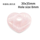 Rose Quartz Heart Pendant Beads 30x35mm 30x30mm Peach Side Hole DIY Earring