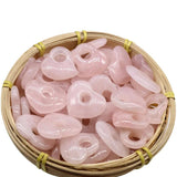 Rose Quartz Heart Pendant Beads 30x35mm 30x30mm Peach Side Hole DIY Earring