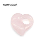 Rose Quartz Heart Pendant Beads 30x35mm 30x30mm Peach Side Hole DIY Earring