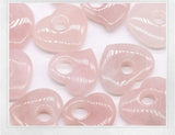 Rose Quartz Heart Pendant Beads 30x35mm 30x30mm Peach Side Hole DIY Earring