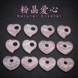 Rose Quartz Heart Pendant Beads 30x35mm 30x30mm Peach Side Hole DIY Earring