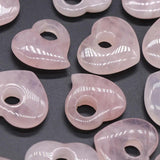 Rose Quartz Heart Pendant Beads 30x35mm 30x30mm Peach Side Hole DIY Earring
