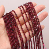 Natural Garnet Faceted Round Beads 3x2mm