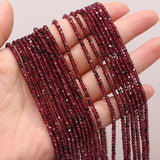 Natural Garnet Faceted Round Beads 3x2mm