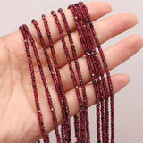 Natural Garnet Faceted Round Beads 3x2mm