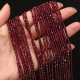 Natural Garnet Faceted Round Beads 3x2mm