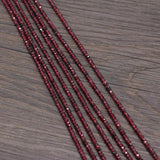 Natural Garnet Faceted Round Beads 3x2mm