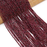 Natural Garnet Faceted Round Beads 3x2mm