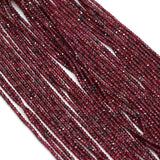 Natural Garnet Faceted Round Beads 3x2mm
