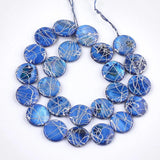 Flat Round Shell Beads Strand RoyalBlue