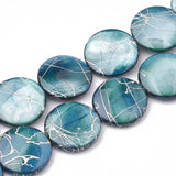 Flat Round Shell Beads Strand RoyalBlue