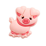10pcs Cartoon Pig Silicone Teether Beads Food-Grade DIY Jewelry Accessory