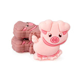 10pcs Cartoon Pig Silicone Teether Beads Food-Grade DIY Jewelry Accessory
