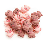 10pcs Cartoon Pig Silicone Teether Beads Food-Grade DIY Jewelry Accessory