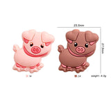 10pcs Cartoon Pig Silicone Teether Beads Food-Grade DIY Jewelry Accessory