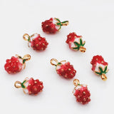 Enamel Strawberry Shape Pendants KC Necklace Dangle For Bracelet DIY