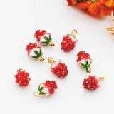 Enamel Strawberry Shape Pendants KC Necklace Dangle For Bracelet DIY