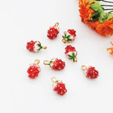 Enamel Strawberry Shape Pendants KC Necklace Dangle For Bracelet DIY