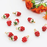 Enamel Strawberry Shape Pendants KC Necklace Dangle For Bracelet DIY