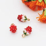Enamel Strawberry Shape Pendants KC Necklace Dangle For Bracelet DIY