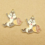 10pcs Enamel Squirrel Charm Jewelry Making Earring Pendant