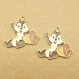 10pcs Enamel Squirrel Charm Jewelry Making Earring Pendant