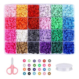 Clay Flat Beads 6mm 24 Colors DIY Craft Gift Elastic String