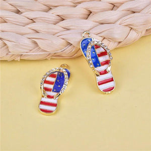 10pcs American Flag Slippers Charms for Jewelry Making